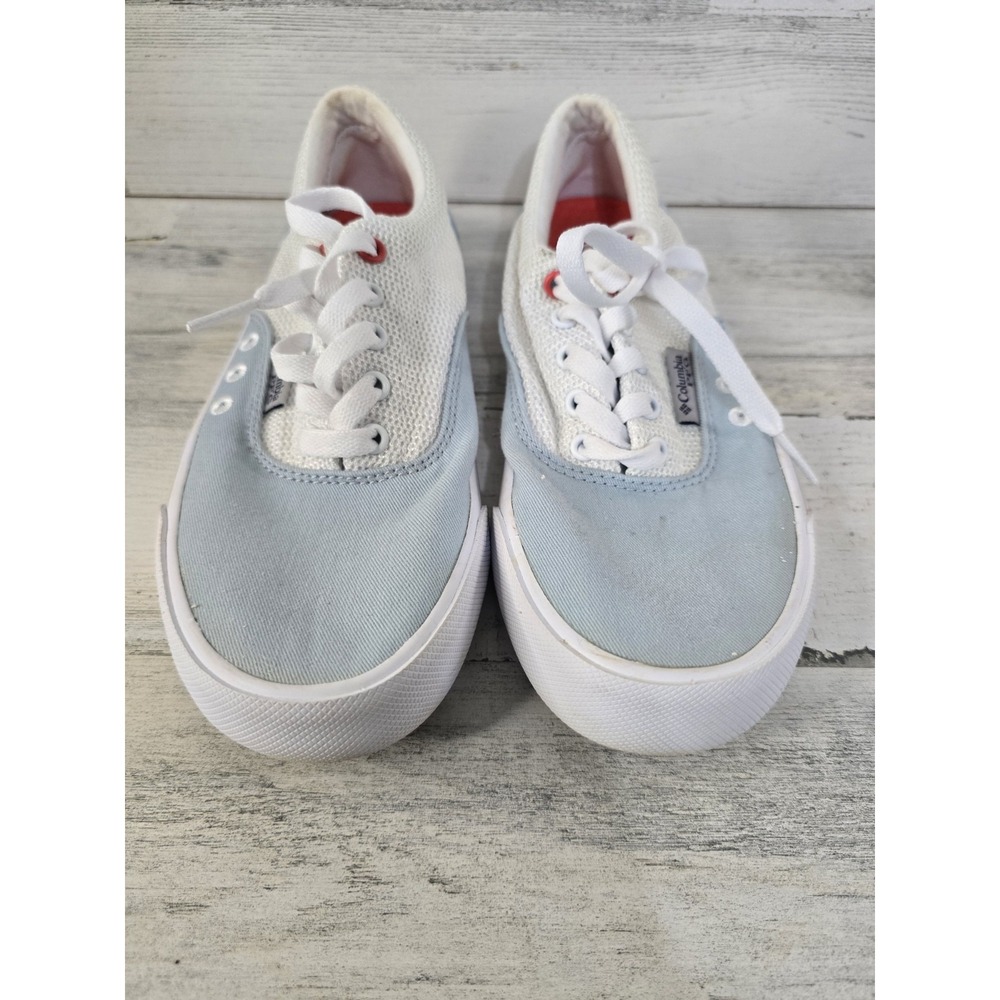 Columbia PFG Womens White Blue Mesh Canvas Boat Shoes BL0152-406 Size 6